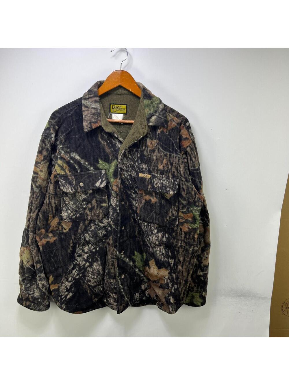 Vintage Real Tree Camo Fleece Button Up Sweater Large